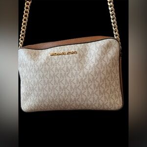 Michael Kors Cream and Tan Crossbody Bag